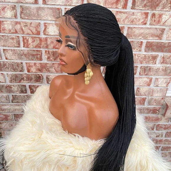 360 lace women braided wig with adjustable band to fit ,we can customize for u